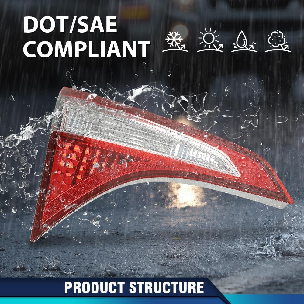 PIT66 Inner Tail Light Brake Lamp Left Driver Side Compatible with Toyota Corolla 2014 2015 2016 Red