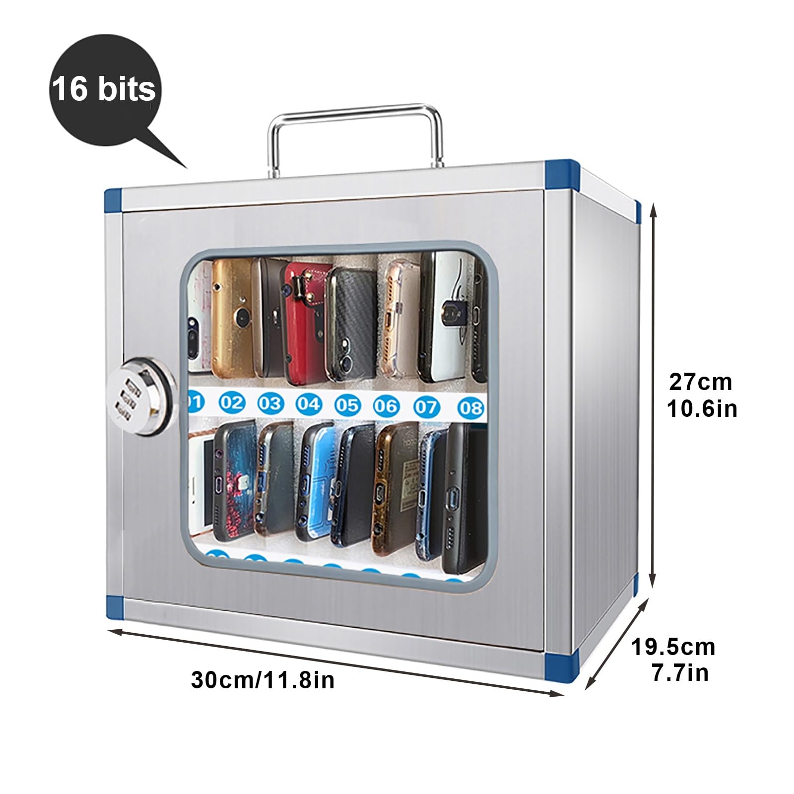 Armadietto per telefono in acciaio inox con serratura a combinazione, per scuola, ufficio, laboratorio, ideale per la sicurezza dei dispositivi personali e nization