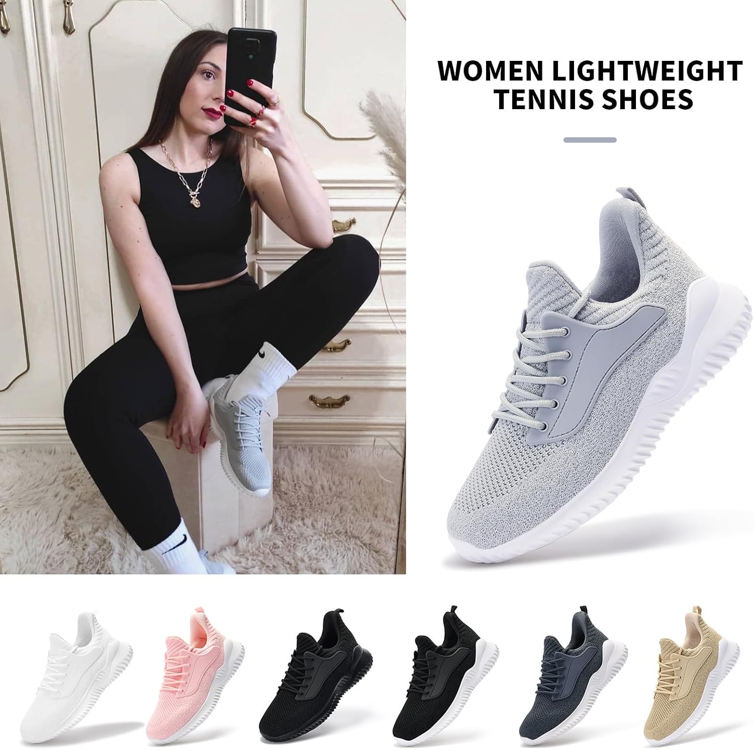 Womens Tennis Shoes Walking Sneakers - Memory Foam Running Slip On Gym Athletic Workout Nursing Comfort Work Shoe Lightweight - Image 2