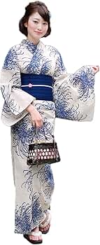 Amazon | [ブリリアントピース] 高級綿麻浴衣3点セット 「生成り地に紺