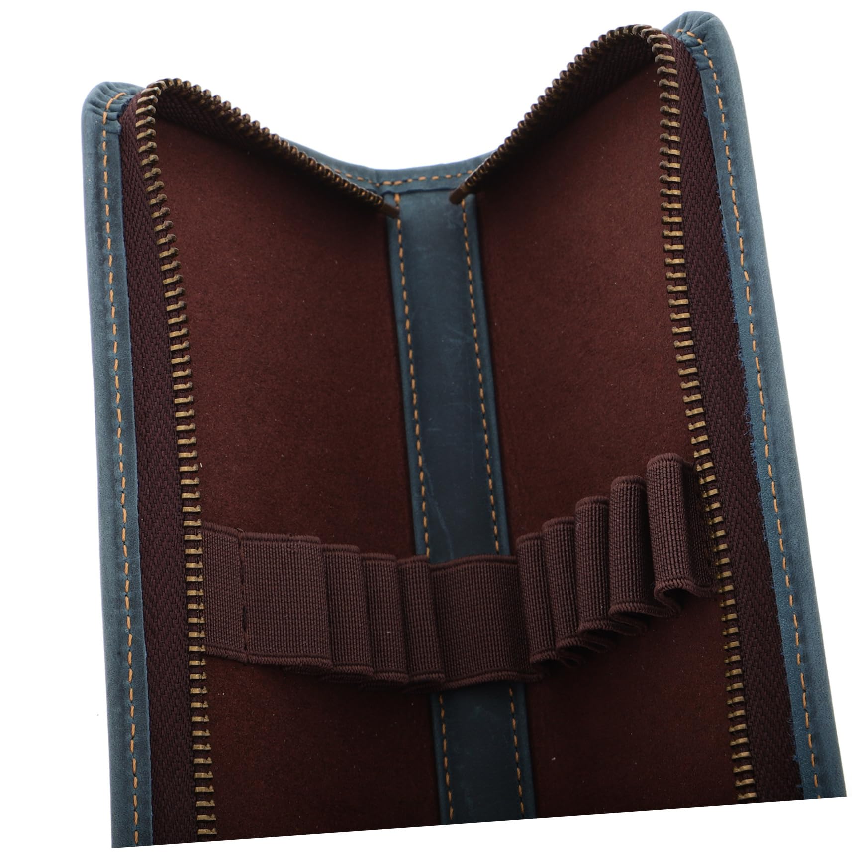 NUOBESTY Estuche de Cuero Azul para Lápices y Bolígrafos, Cuadrado, Cremallera, Gran Capacidad, Adecuado para Escuela y Hogar, Estilo Retro Creativo