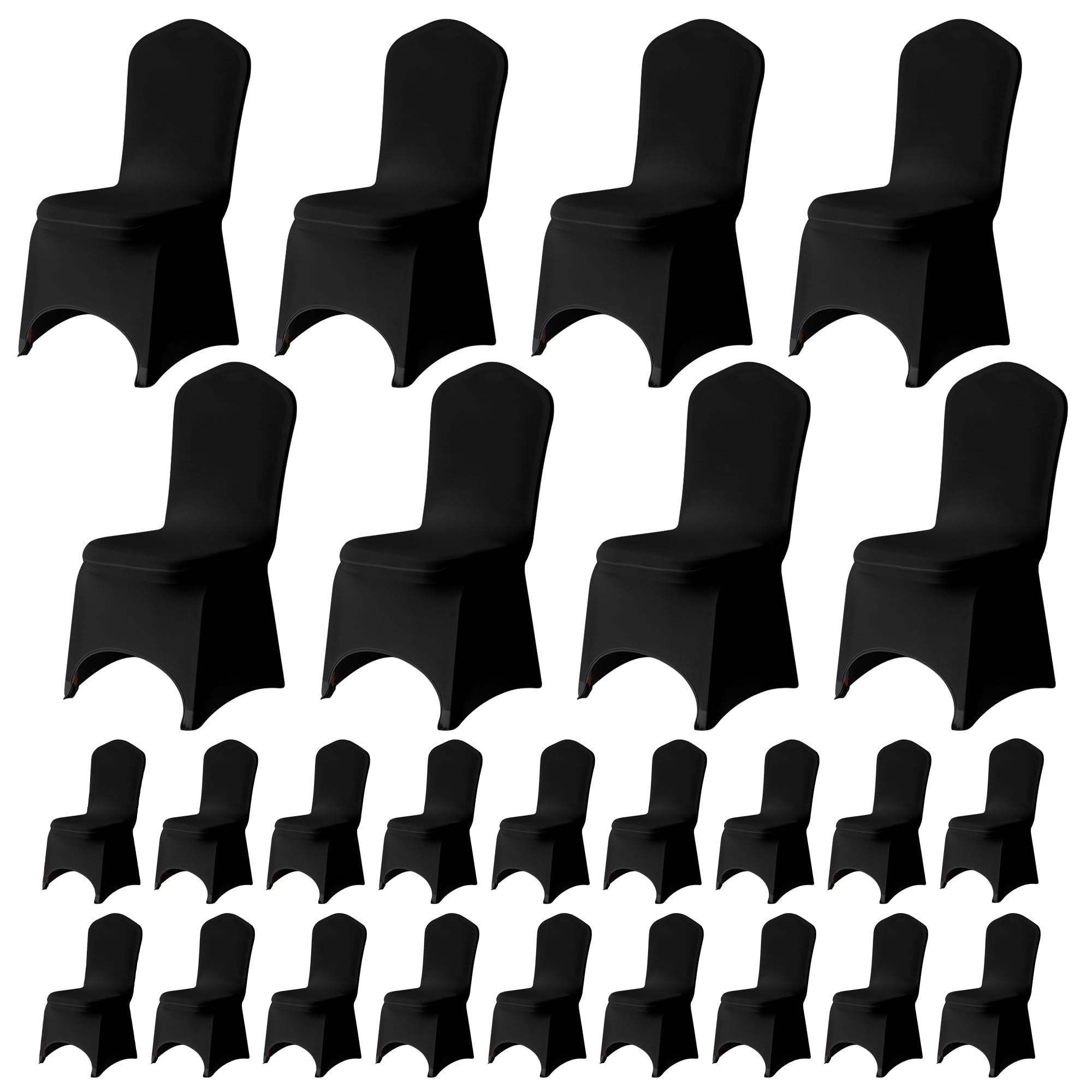 Trimming Shop Black Wedding Chair Covers Set of 100, Spandex Polyester Stretch Removable Washable Universal Slipcovers for Wedding Banquet, Dining Party & Events — image 1