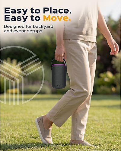 Miniatura 7 de TREBLAB HD-Energy-Pro - Altavoces inalámbricos para exteriores con Bluetooth – Audio inmersivo de 40W, IPX6 impermeable, batería de 18H, luz RGB,