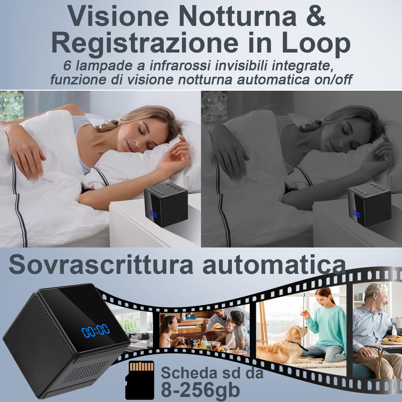 LXMIMI Telecamera Nascosta WiFi 2,4&5Ghz, Orologio Mini Telecamera Spia WiFi HD 1080P Telecamera Nascosta Spia Supporto Bluetooth, Visione Notturna e Rilevamento del Movimento