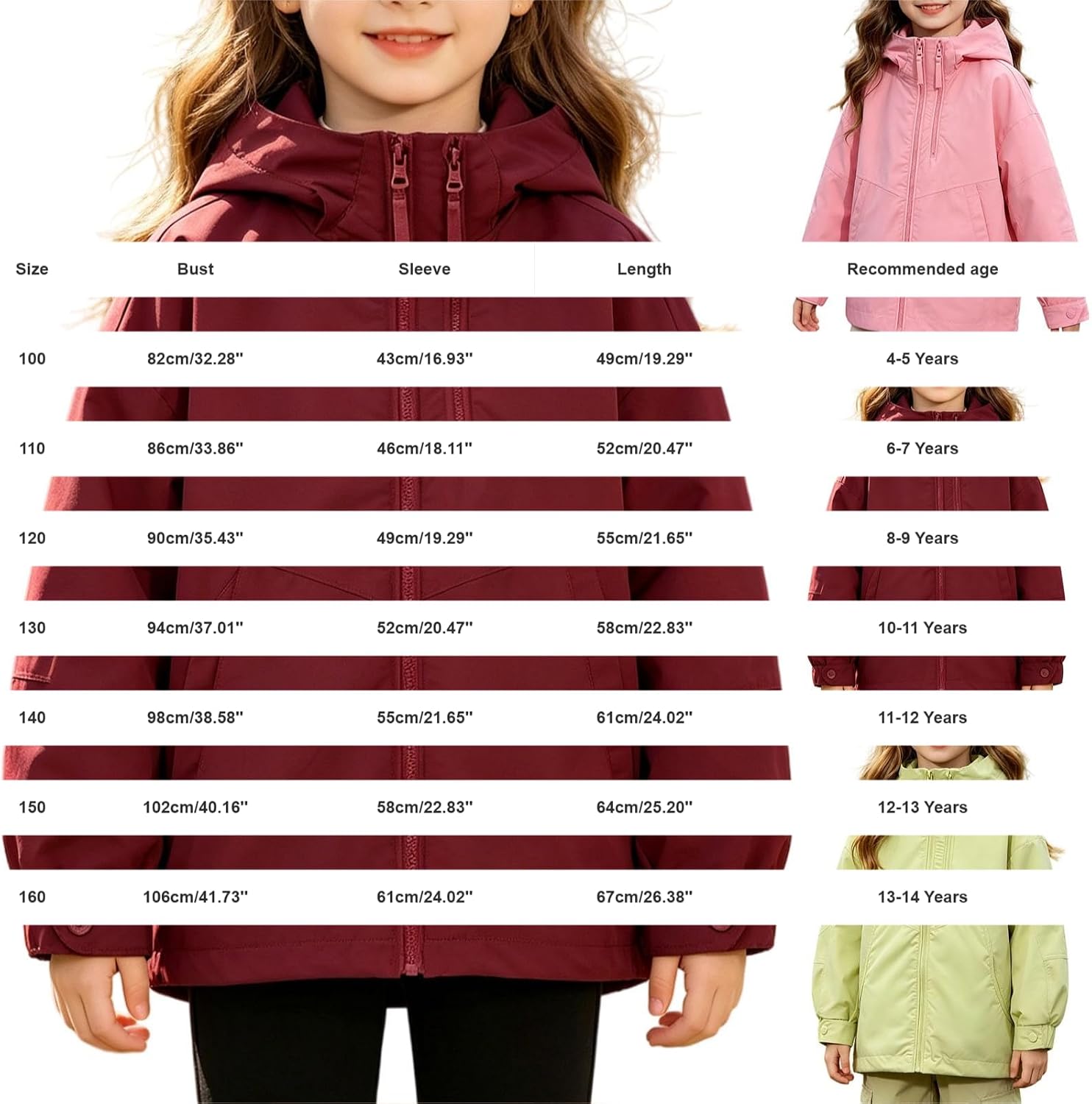 Hooded Windbreaker Jacket For Boys Girls Lightweight Windproof Hoodies Waterproof Zip Up Loose Fit Raincoat Active Outerwear
