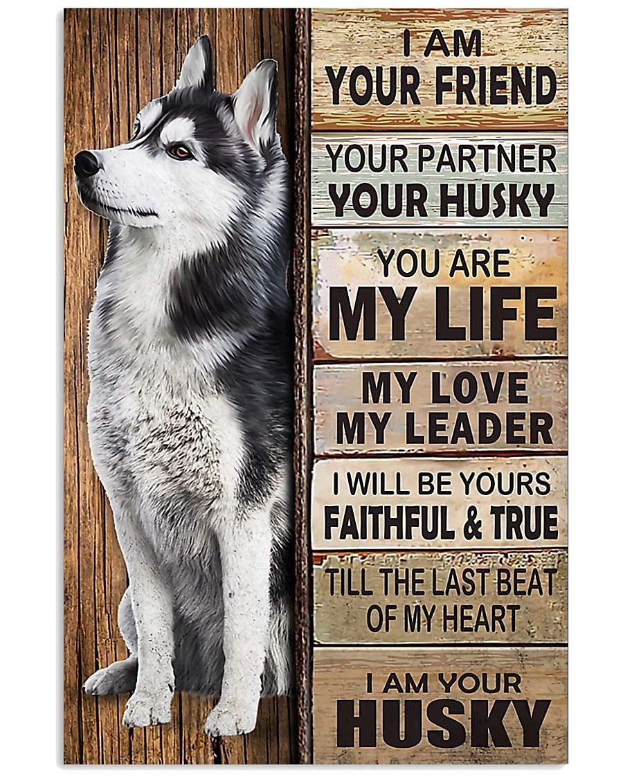 BIGYAK Husky Partner 20X30 CM Vintage Look Metal Decoration Plaque Sign for Home Kitchen Bathroom Farm Garden Garage Inspirational Quotes Wall Decor