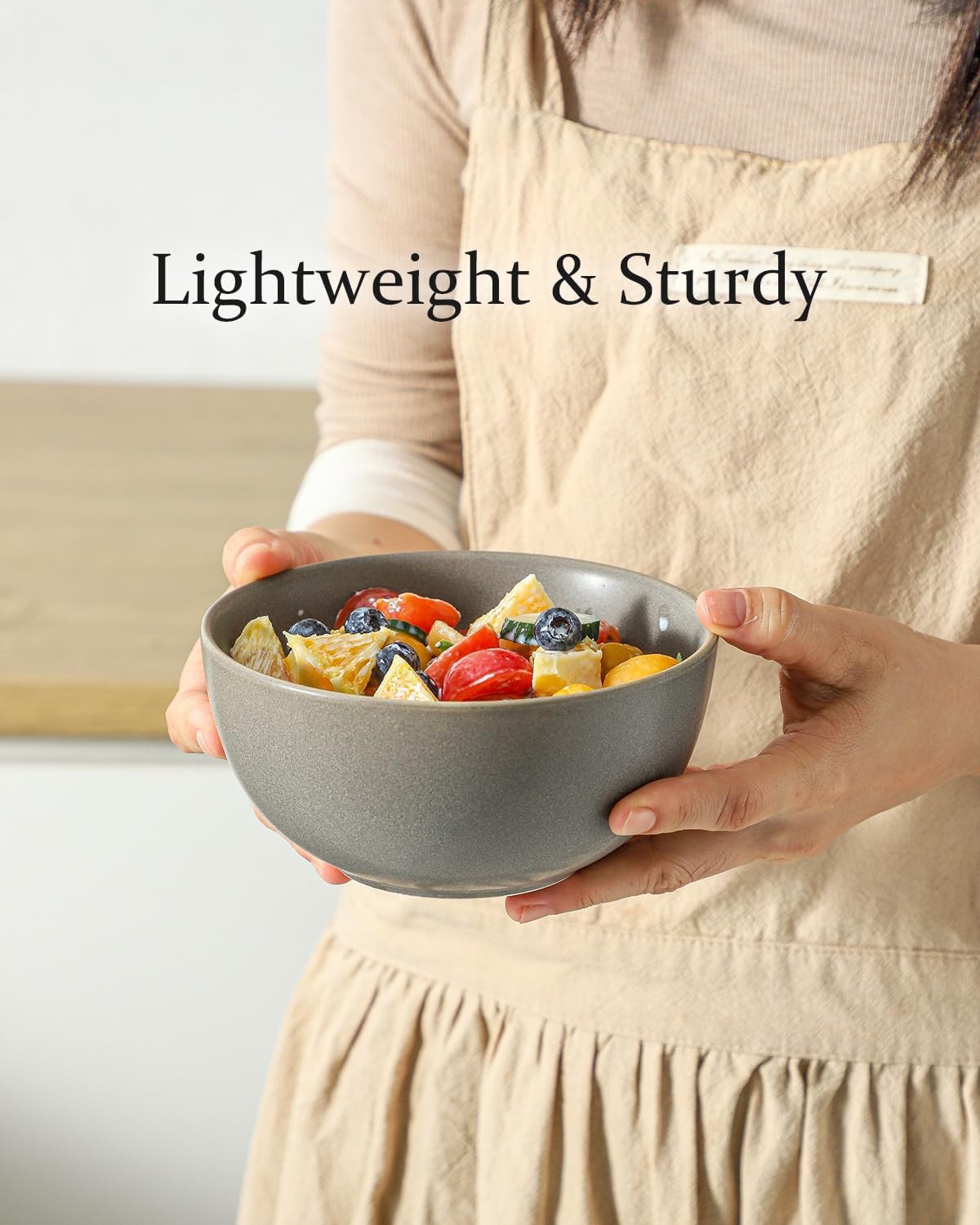 Cereal Bowls Set of 4, 24 oz Ceramic Bowls for Kitchen, Stoneware Soup Bowls for Salad, Ramen, Snack, Dessert, Unique Housewarming Gift, Dishwasher Microwave Safe, Matte Gray - Image 5