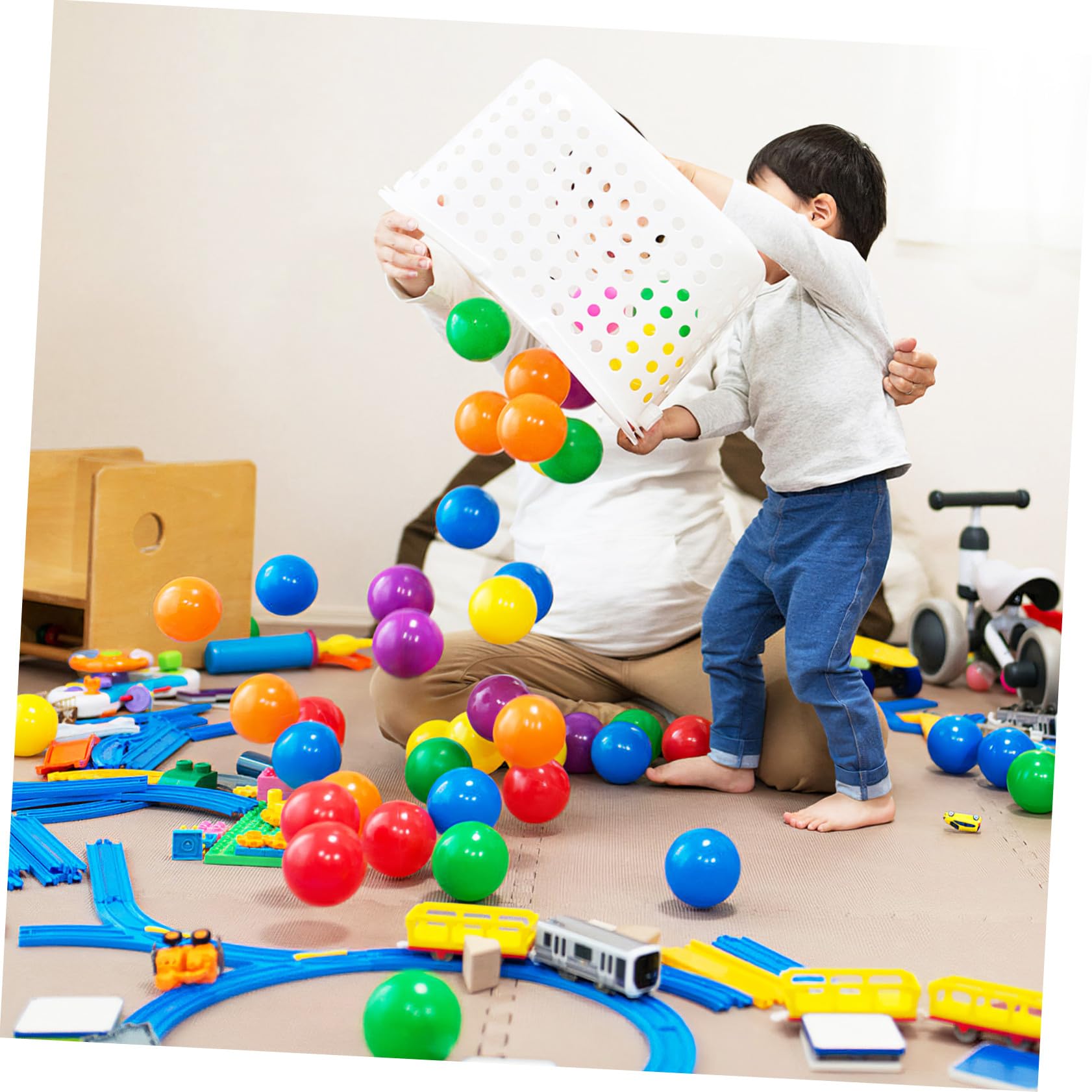 TOYANDONA Balones de Juego Redondas 100 Piezas de Plástico para Niños | Piscina de Bolas y Sala de Trampolín, Uso en Boxes y Fiestas, Coloridas Color Aleatorio