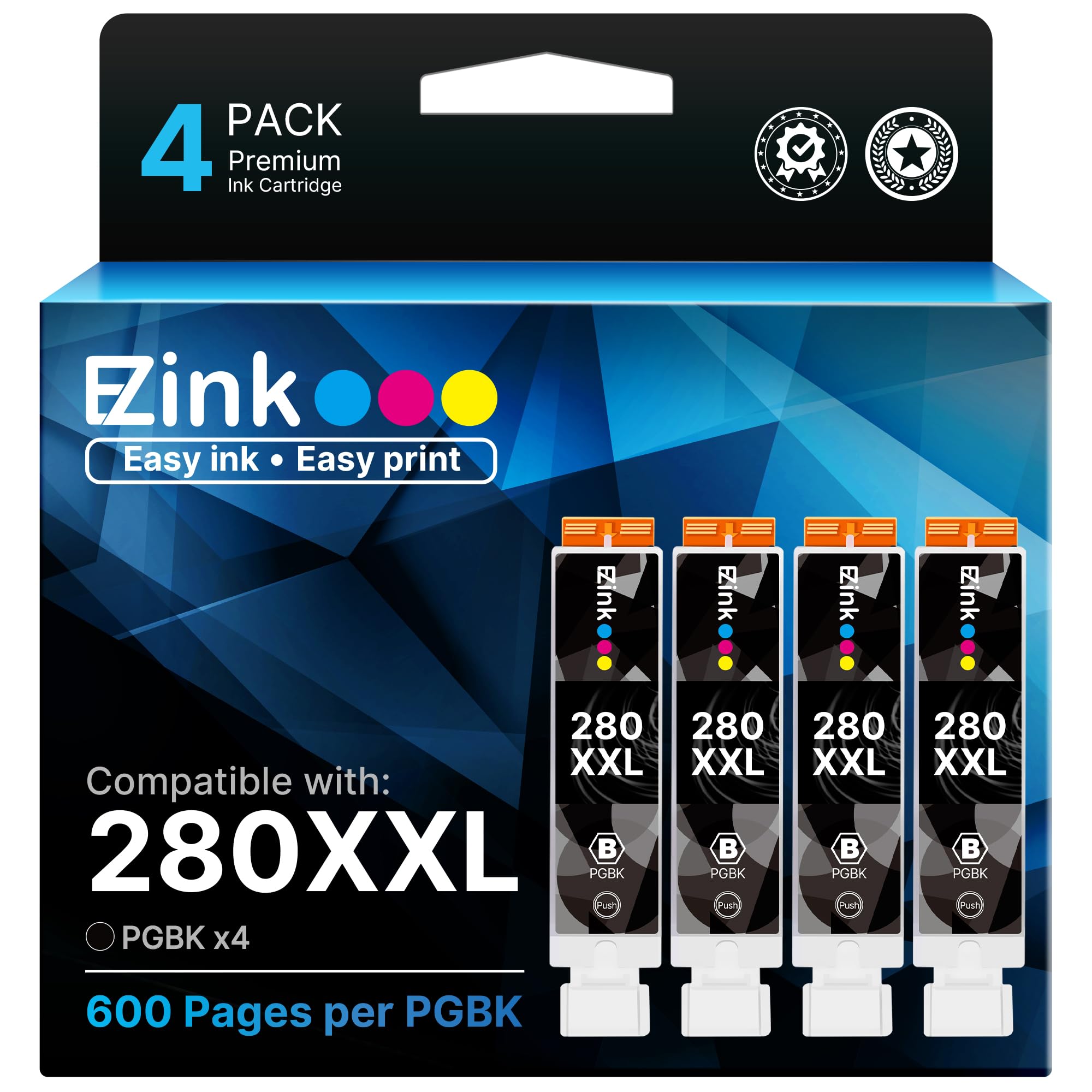 4 Pack 280 PGBK 280 XXL Ink Replacement for Canon 280 PGBK PGI-280XXL PGI 280 XXL Compatible with PIXMA TR8620a TR8622a TR8600 TR8520 TS9521c TR7520 TS9120 TR8622 TS9520 TS6220 TS6320 TS702a Printers