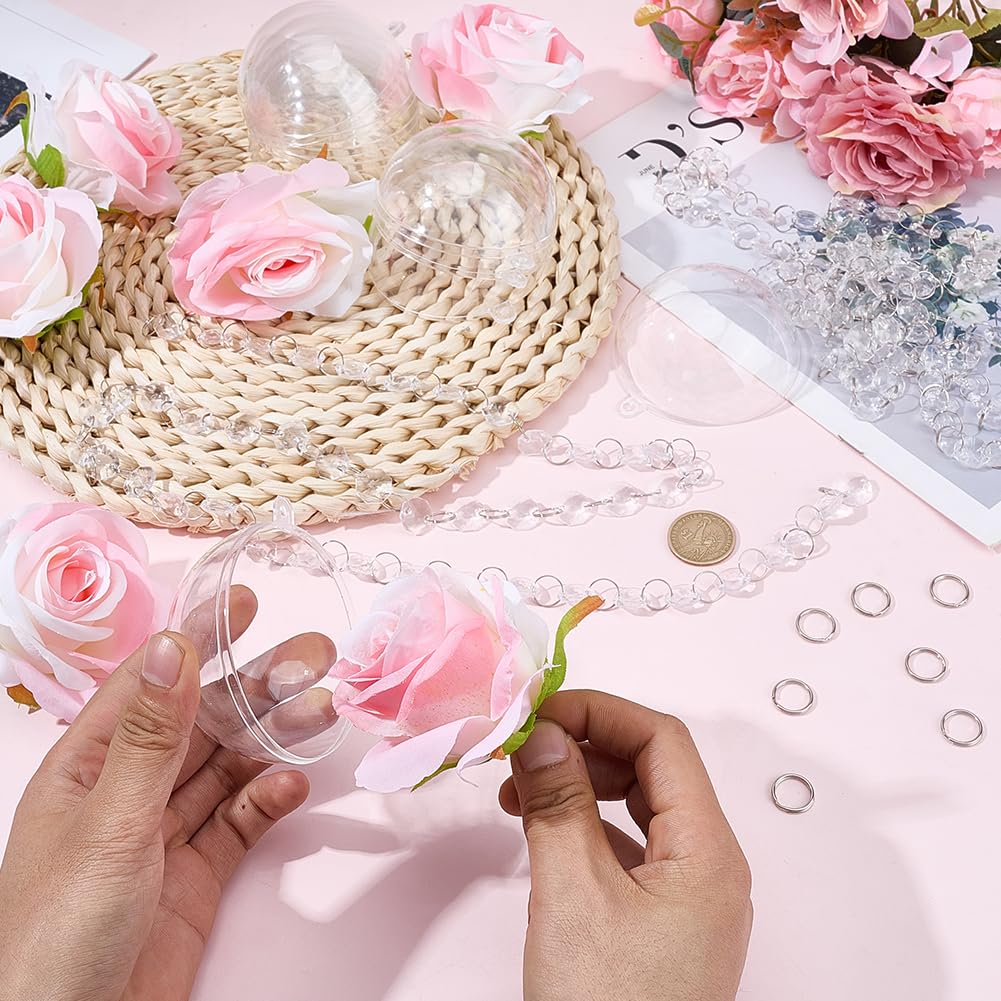12 set di Portacandele Da Appendere Centrotavola Da Appendere per Matrimonio con Ghirlanda di Cristallo Acrilico Anelli di Rose Artificiali Decorazioni per Soffitto Fai Da Te Kit di Sfere Por