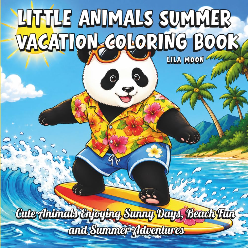 Little Animals Summer Vacation Coloring Book: Cute Animals Enjoying Sunny Days, Beach Fun and Summer Adventures