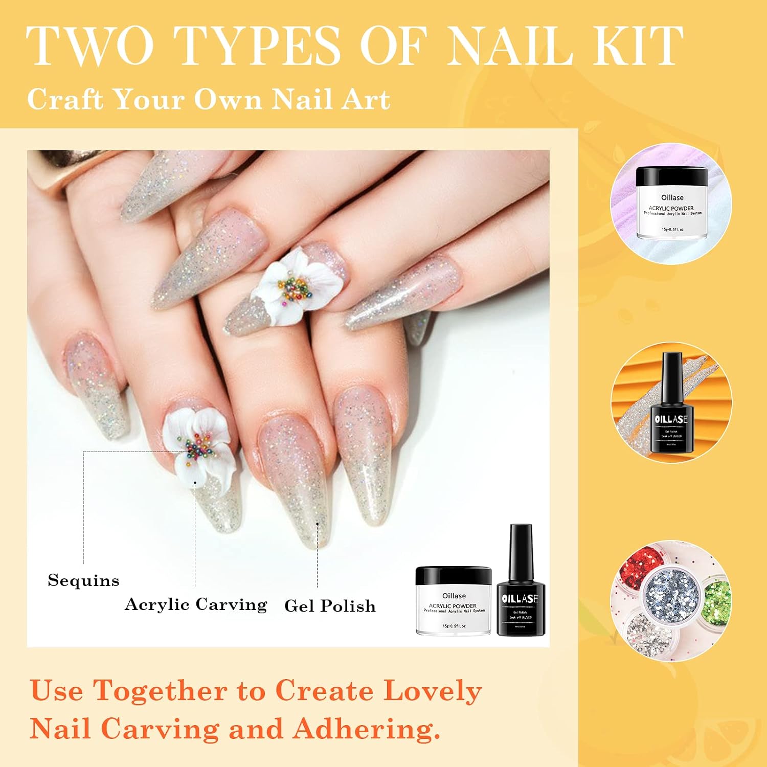 Acrylic Nail Kit for Beginners with Everything and 12 PCS Gel Nail Polish Kit with Light 2-in-1, Large Capacity Acrylic Nail, Glitter Nail Acrylic Powder for Nail Art Extension Kit…