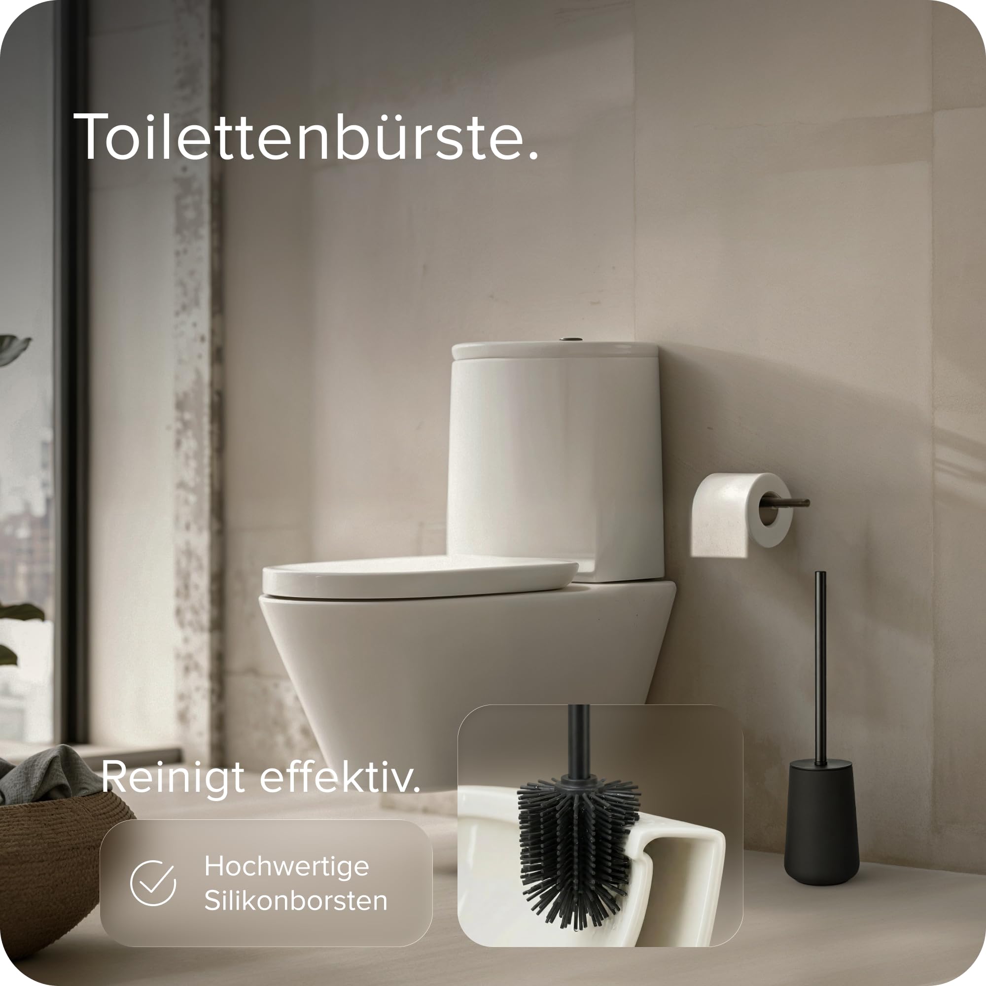 blackswedenhome. Badezimmer Set Schwarz - Hochwertiges Keramik Set - Seifenspender schwarzs, Zahnputzbecher, Toilettenbürste mit Silikonborsten - Nordic Design, Badaccessoires matt, Seifenspender Bad