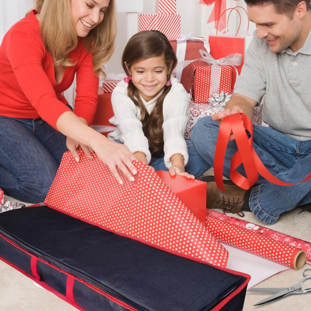 Geschenkpapier Aufbewahrungstasche 90 cm schwarz, wasserdicht/ Organizer für Geschenkverpackungen, Rollen, Bänder, Tütchen/ Aufbewahrungsbox staubdicht/ Geschenkpapierrollen Schutz bis zu 30 Rollen