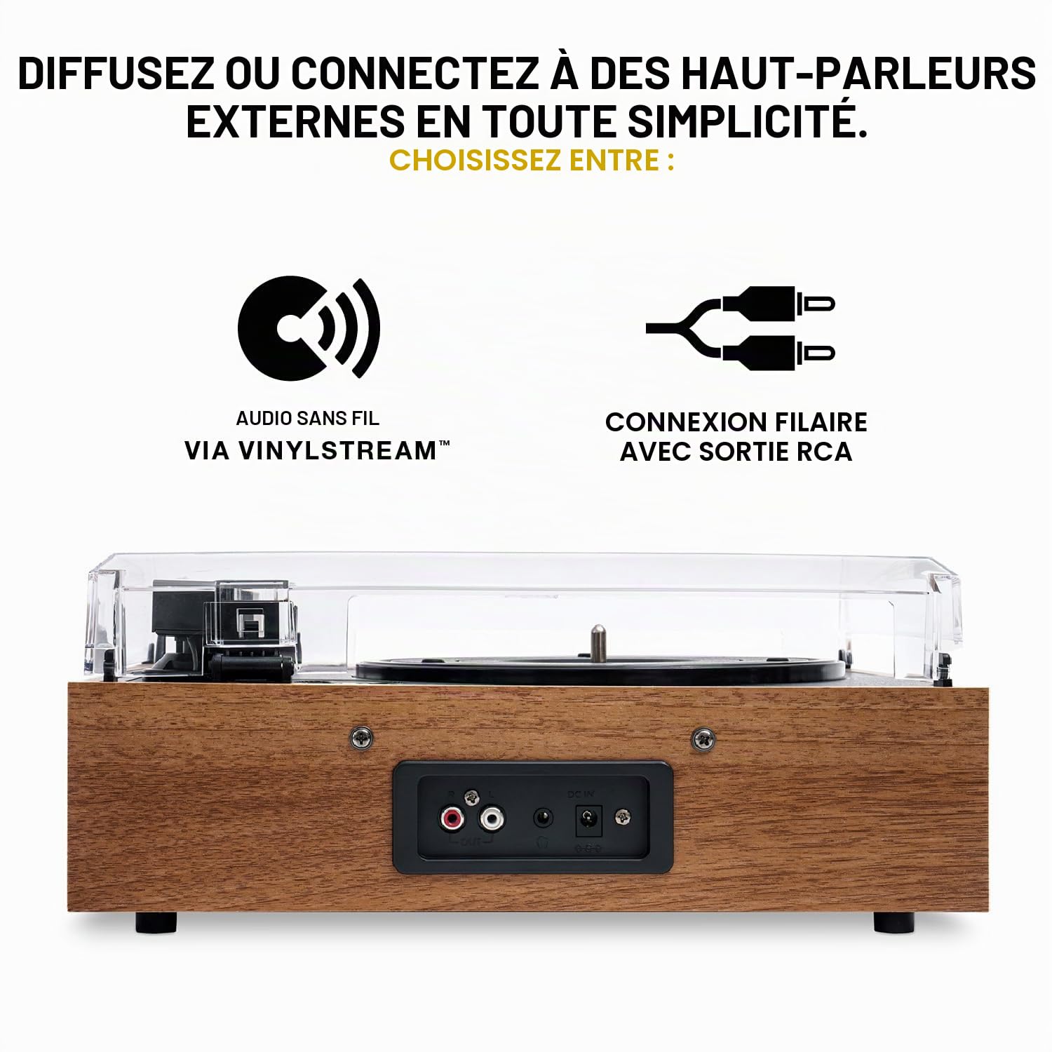 Victrola Eastwood II – Platine Vinyle Vintage 3 Vitesses avec Haut-parleurs, Bluetooth 5.1, Vinyl Stream, Cellule Audio-Technica AT-3600LA (chêne)