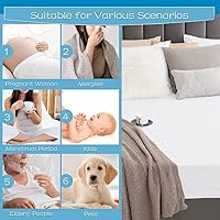Vista 5 de Funda protectora de colchón impermeable protector de colchón de tamaño Queen, impermeable, lavable, color blanco, suave, de alta calidad, bolsillo