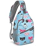 ZOMAKE Sling Bag,Small Crossbody Sling Backpack,Water Resistant Shoulder Daypack for Travel,Anti Thief Chest Bag for Hiking(Cat\'S Head Light Blue)