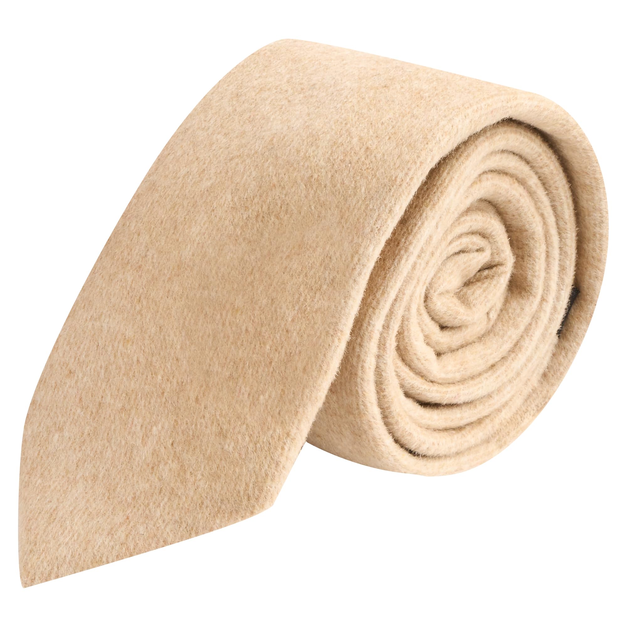 King & Priory Light Camel Brown Woven Wool Tie, Mens Necktie