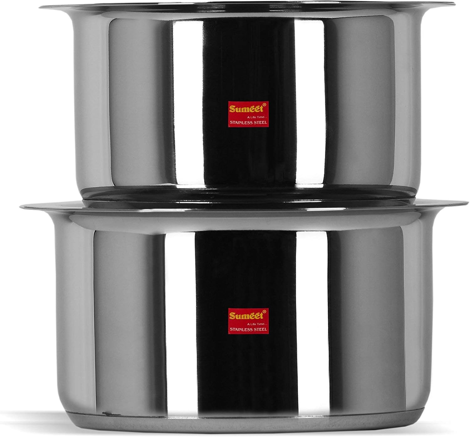 Sumeet 2 Pcs Stainless Steel Induction Bottom (Encapsulated Bottom) Induction & Gas Stove Friendly Container Set/Tope/Cookware Set With Lids Size No.11 & No.12 (1.25 Ltr & 1.7 Ltr)