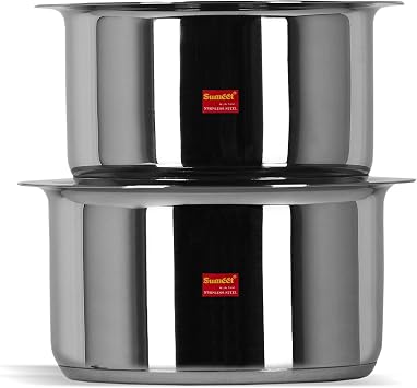 Sumeet Stainless Steel Cookware Set, 2.3 Liter And 2.8L, 2 Tope, 2 Lid Steel