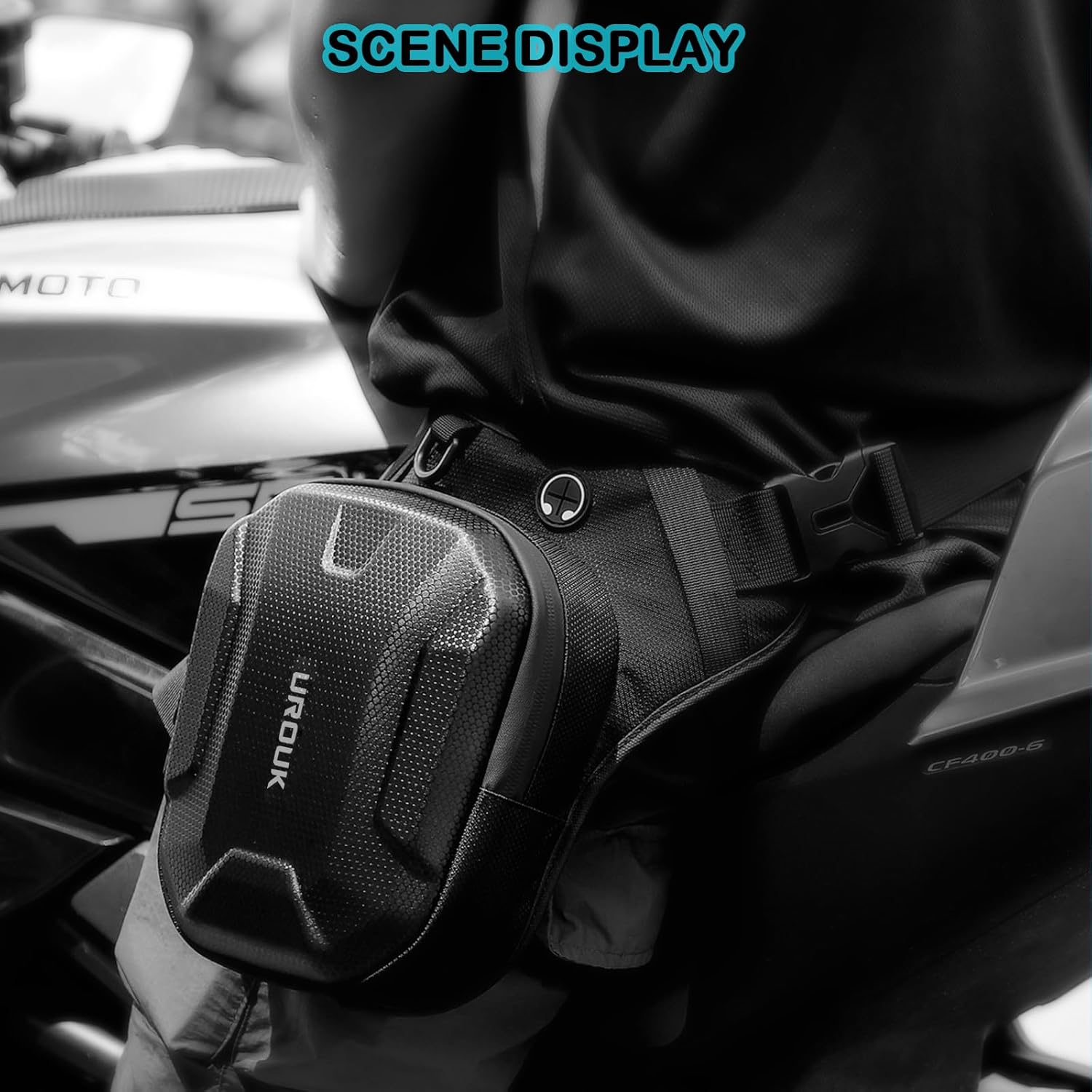 Motorcycle Drop Leg Bag For Men Women Tactical Thigh Bag With Leg Strap Waterproof Leg Pouch Hard Shell For Travel Outdoor Motorcycle Riding Black