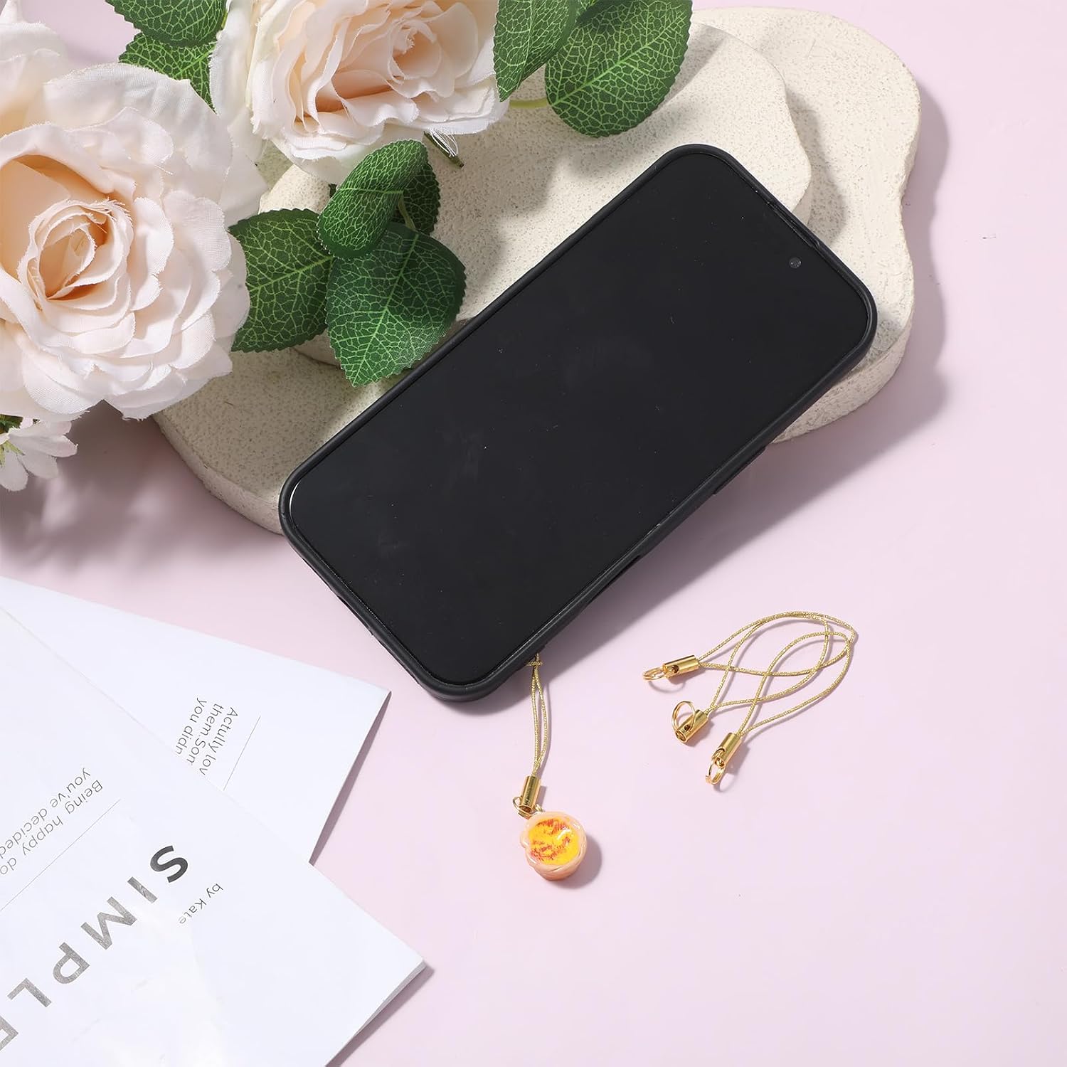 100PCS 2 Styles Mobile Phone Keychain Straps, Phone Charms Strap with Lobster Clasp Cell Phones Split Ring Strap Pendant Polyester Lanyard String Detachable for USB Drive Camera