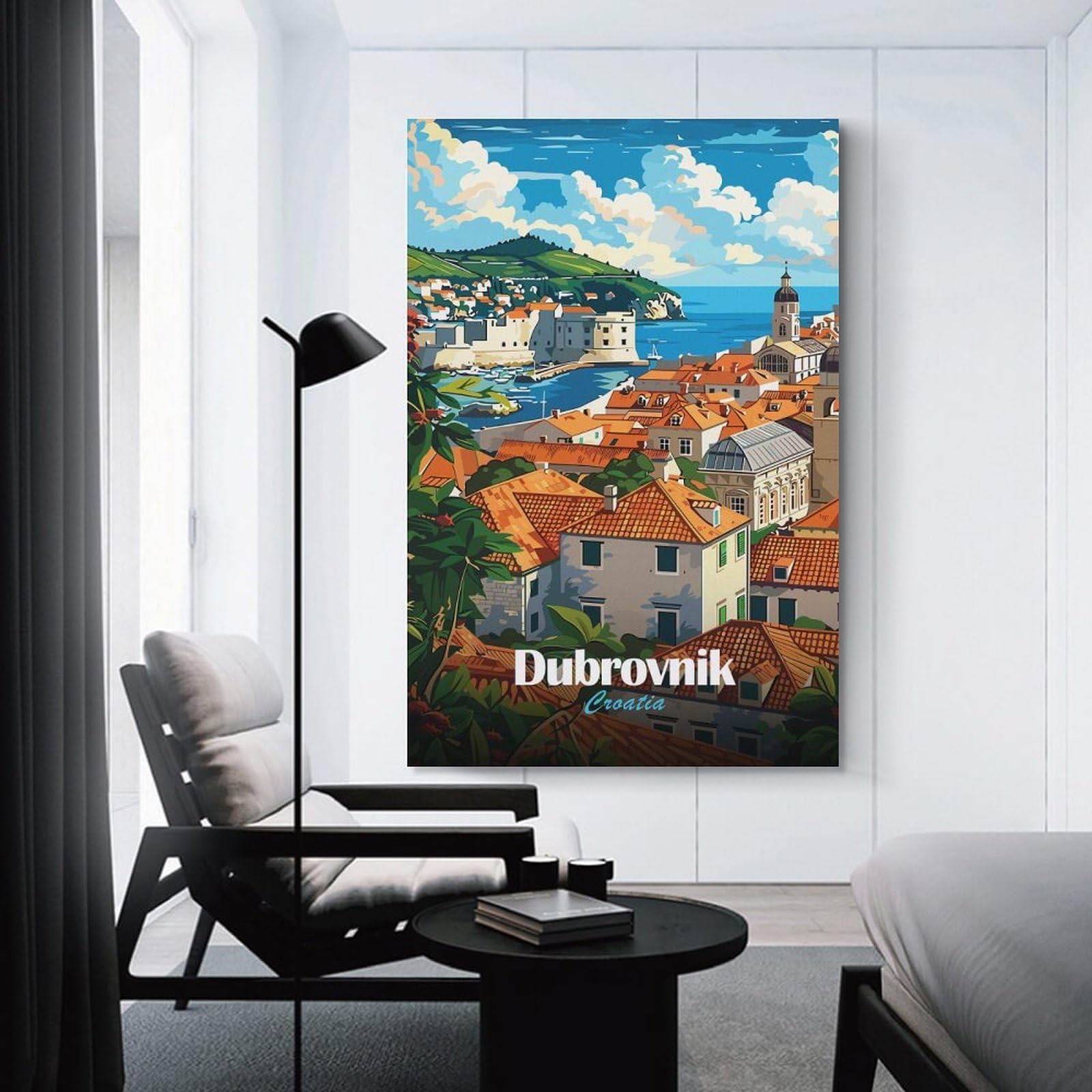 Junmoney Dubrovnik, Croatia Travel Canvas Wall Decor, 24x36inch(60x90cm), for Office, Study Or Home Workspace, Wall Art That Adds Style to Work Areas