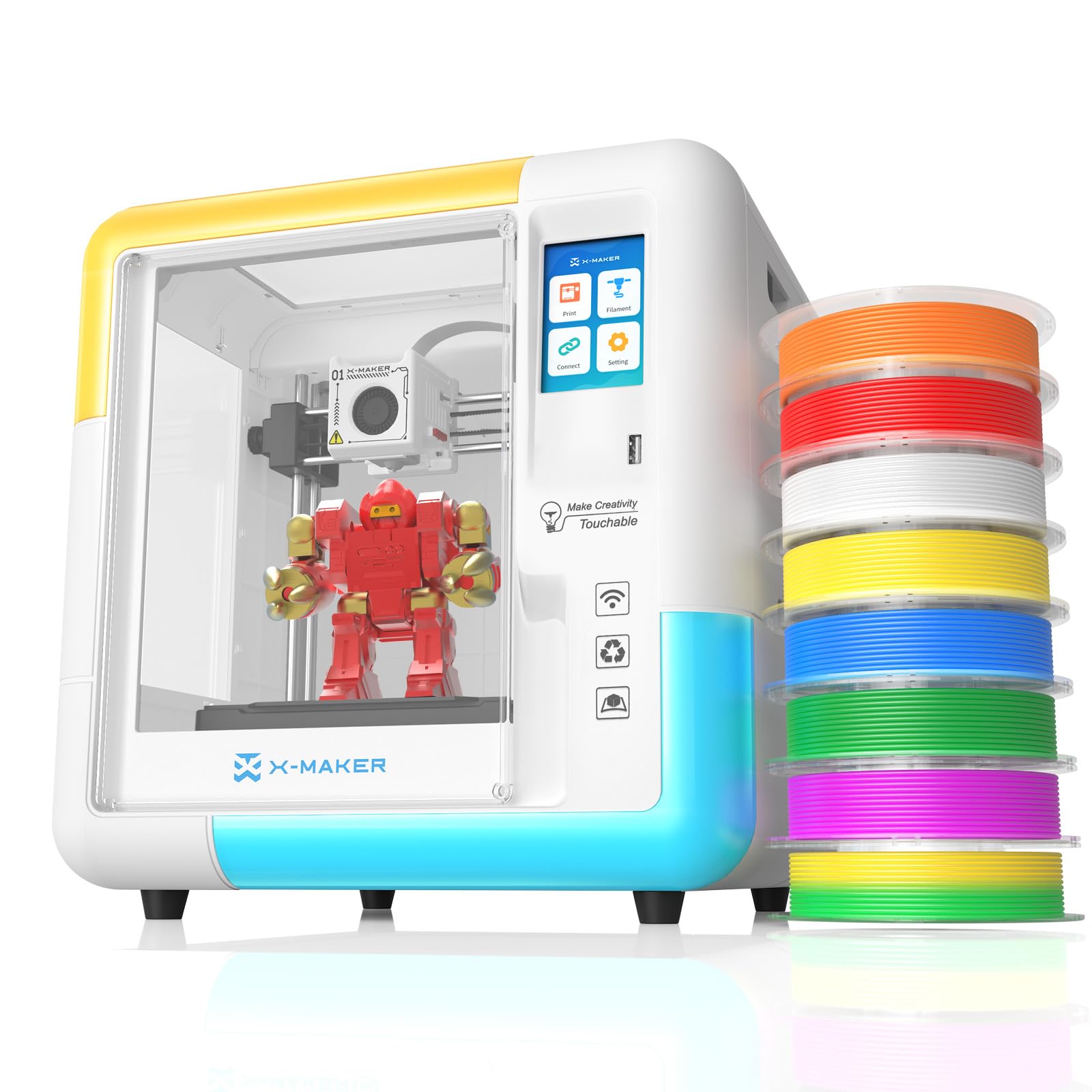 X-Maker - Impresora 3D con aplicación de diseño, totalmente cerrada, aplicación de diseño de IA, amplia colección de plantillas de juguetes 3D, con más de 15 módulos de diseño mini 3D, cambio rápido