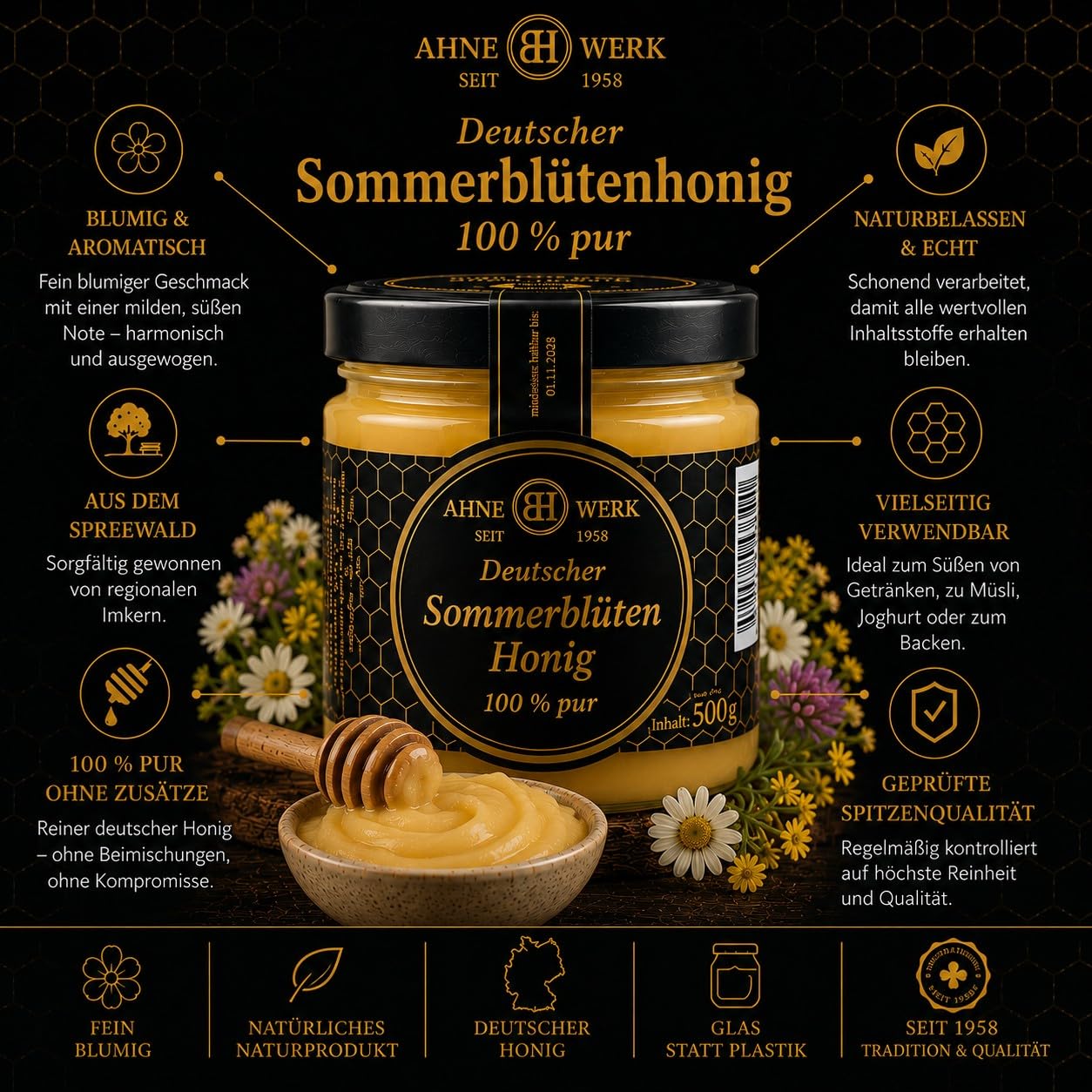 Sonnenblumenhonig aus dem Spreewald 12 Gläser (12)