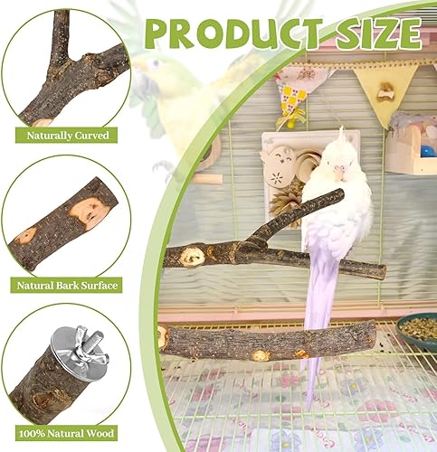 Miniatura 13 de 8 perchas para pájaros de madera natural para jaulas, soporte y plataforma para loros, accesorios para jaulas de pájaros para periquitos, cacatúas