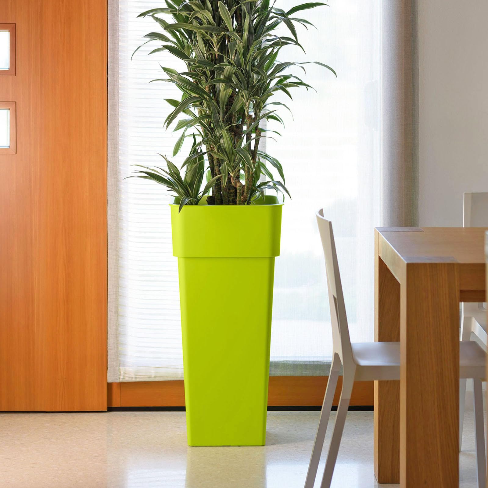 Euro3plast Typ Duo 3014.86 Blumentopf mit Einsatztopf 38 x 38 x 80 cm Apfelgrün für den Innen- und Außenbereich