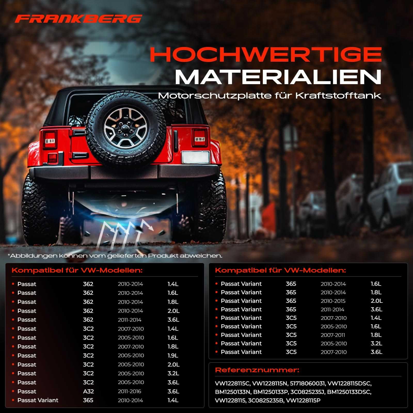 Frankberg Unterfahrschutz Motorschutz Vorne Unten Replace# 3C0825235J