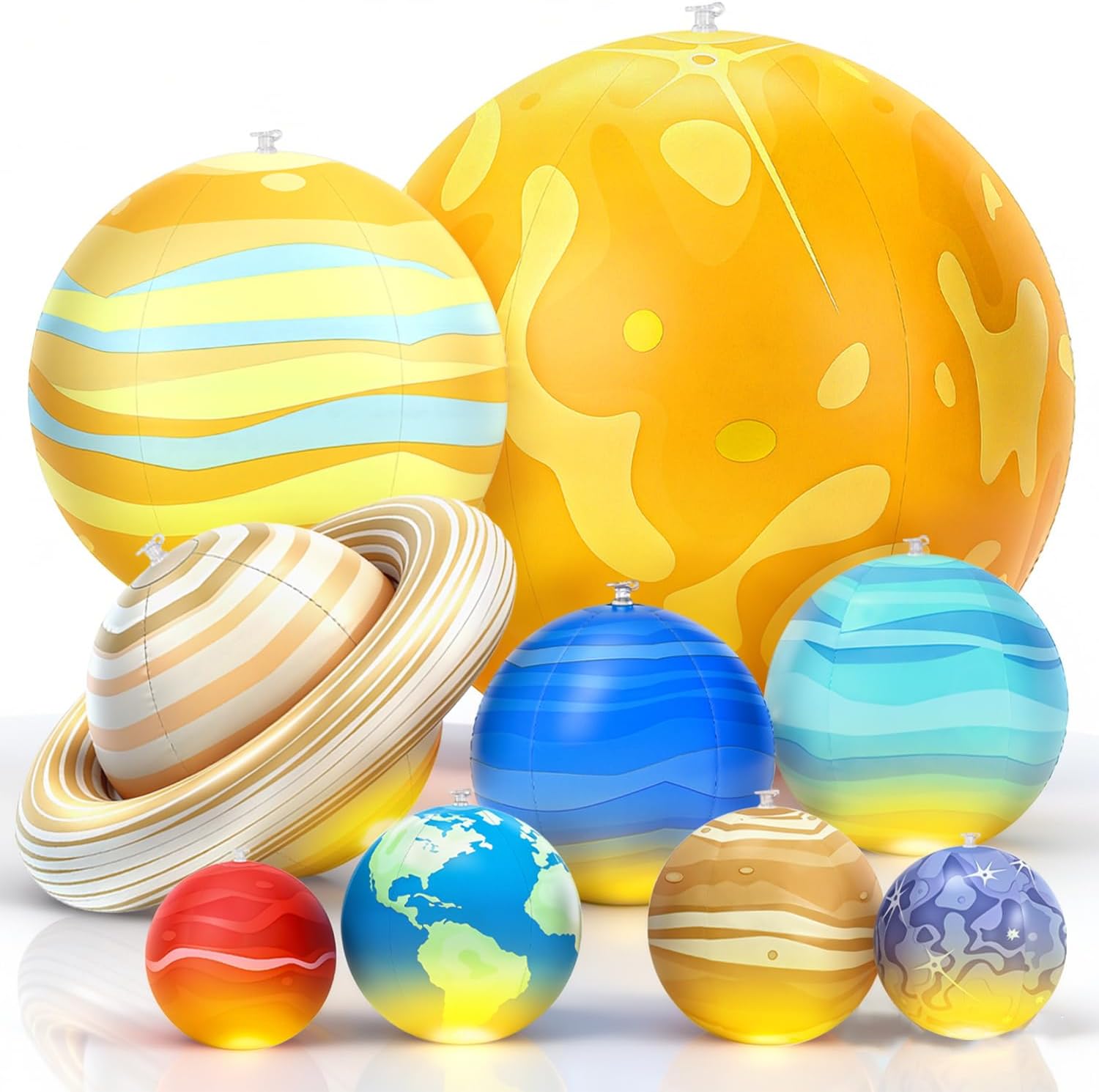 Inflatable Solar System Planets with Lights Inflatable Solar System Science Toys Boy Room Decor Ceiling Space 9 Giant Hanging Planets Astronomy Gifts Outer Space Themed Party Decoration