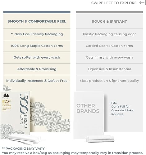 Miniatura 67 de Mayfair Linen 100% Cotton King Size Pillow Cases Set of 2-500 Thread Count Pillow Cases King Size Set of 2 (Dark Grey), Luxuriously Soft Hotel