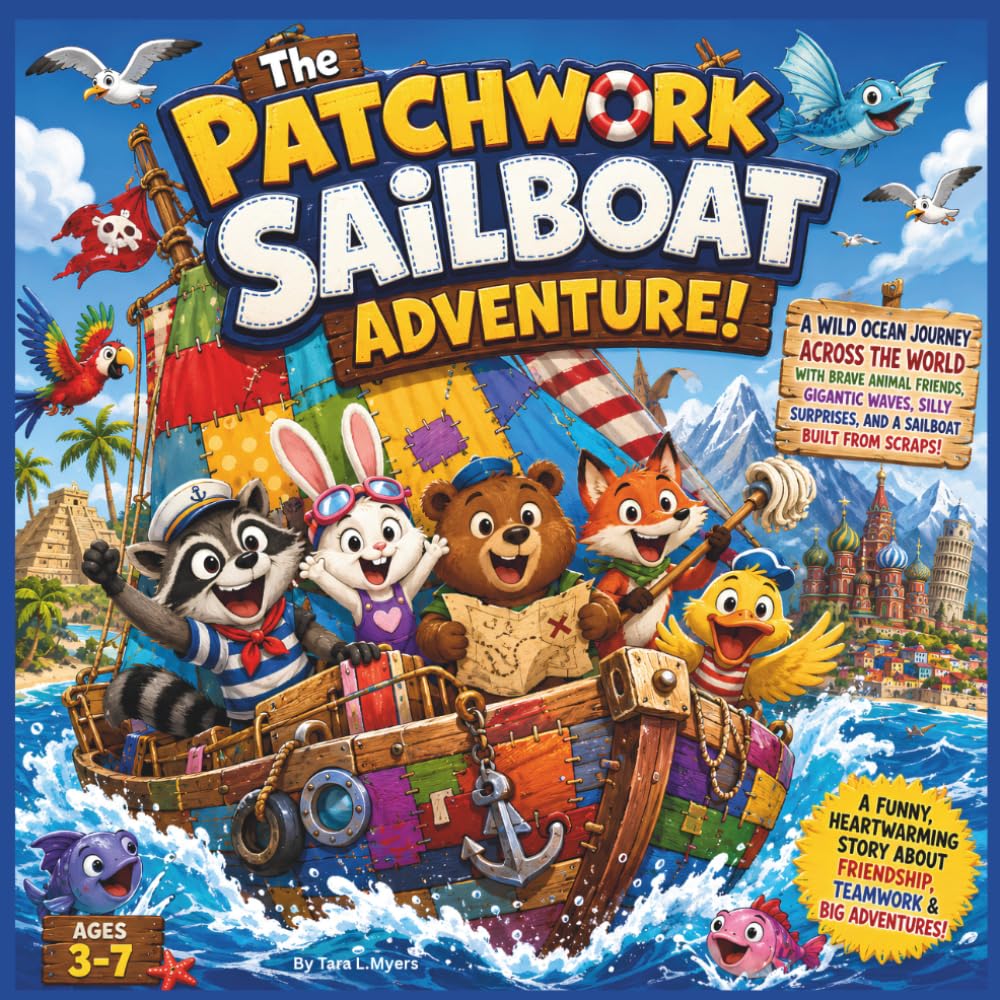 The Patchwork Sailboat Adventure!: A Wild Ocean Journey Across the World with Brave Animal Friends, Gigantic Waves, Silly Surprises, and a Sailboat ... Adventure| Sailboat| Ages 3-7| Size 8.5 x 8.5