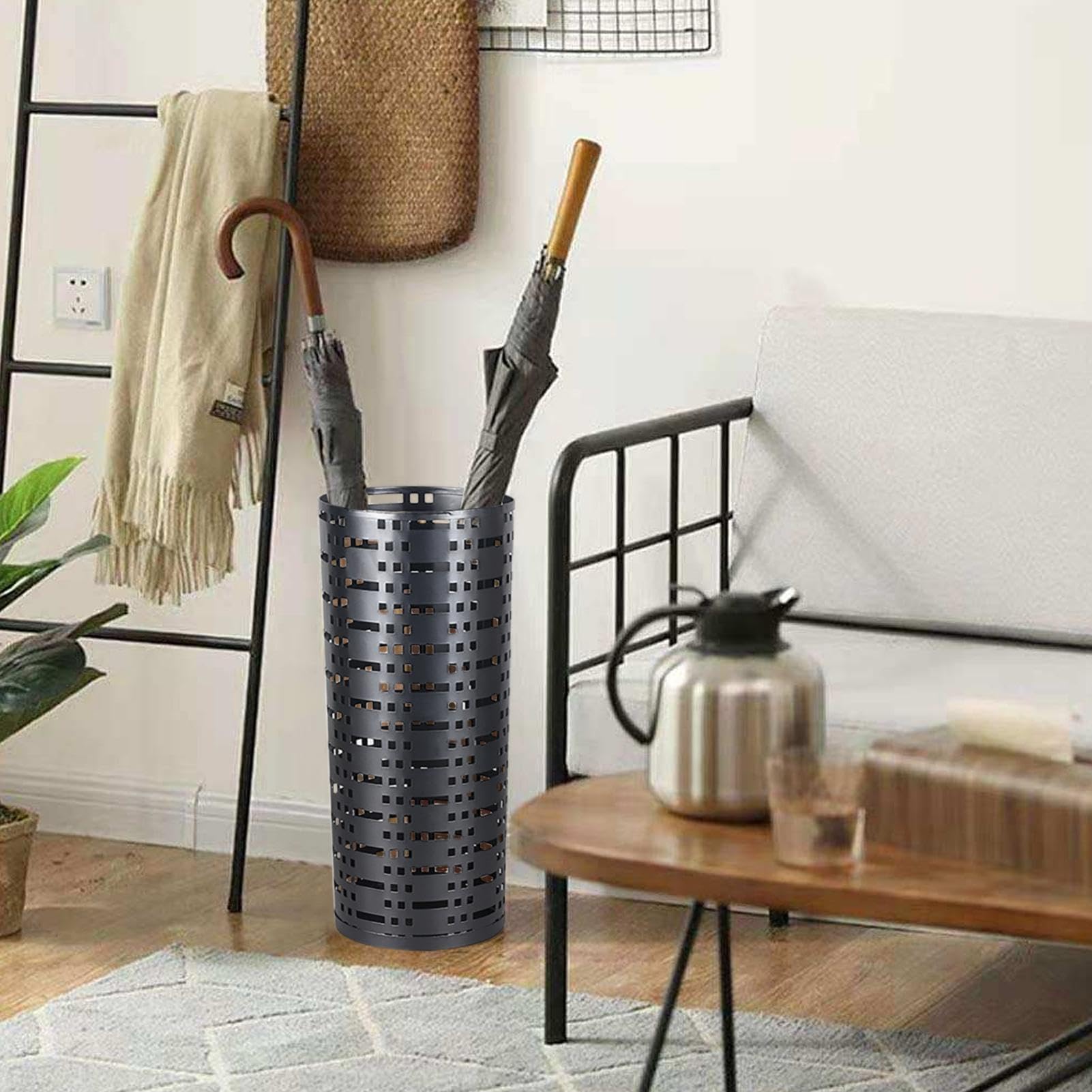 Metalowy stojak na parasol, wielofunkcyjny Sto do gazet i parasoli, elegancki design do domu i biura oraz oszczędzający miejsce Solut