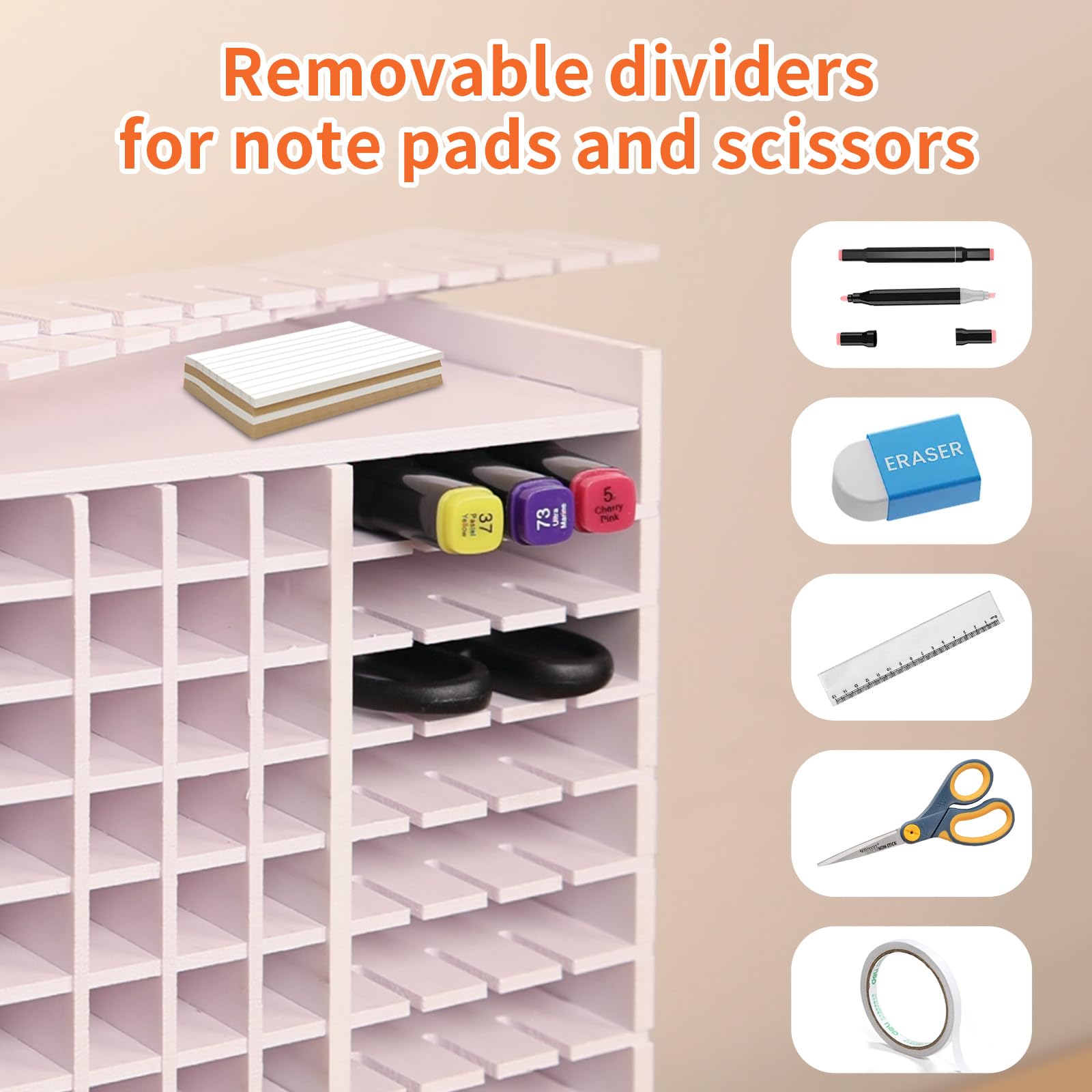 Rangement Feutre - Support Organisateur pour Feutres et Marqueurs avec Fixation Vis, PVC Renforcé, Séparateurs Réglables (Stylos, Pinceaux) (300 Emplacements)