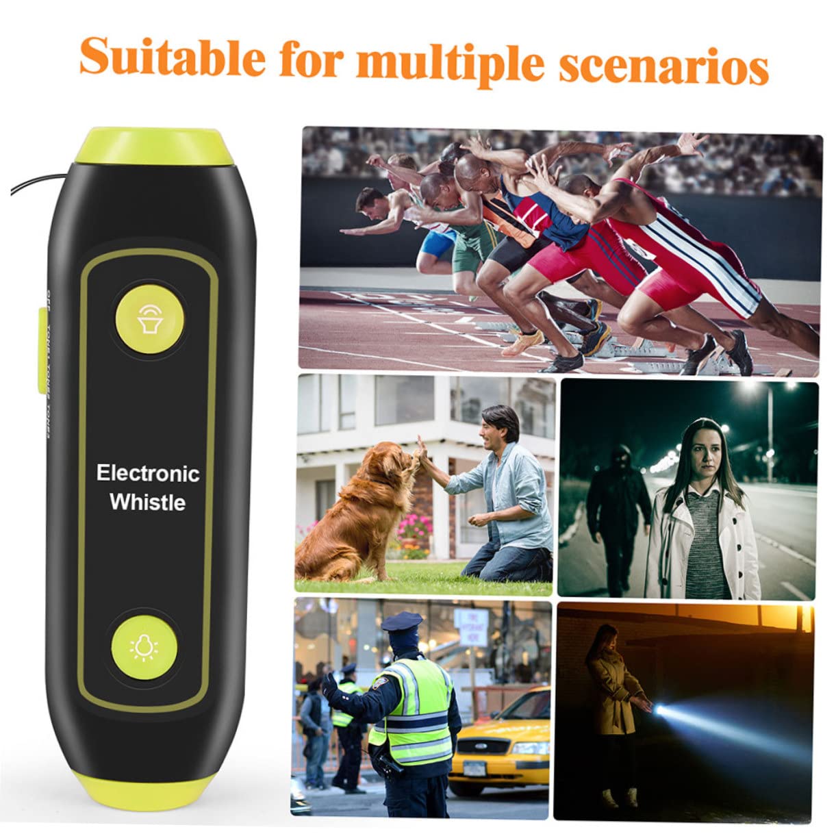 Fischietto Elettronico da Allenamento con Luce SOS Volume e Portatile per Arbitri Istruttori e Outdoor Sicurezza e Controllo Traffico Verde Senza Batterie