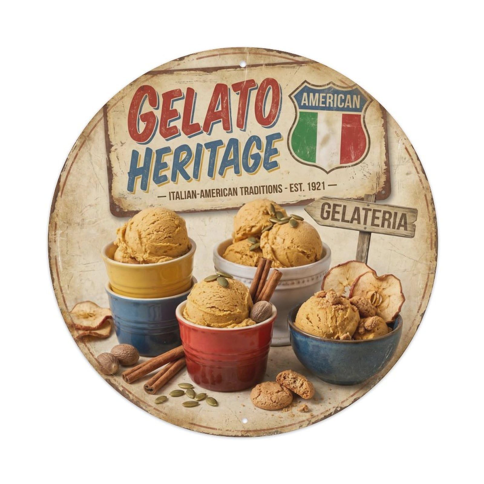 Retro Gelato Ice Cream Vintage Americana Dessert Metal Tin Sign