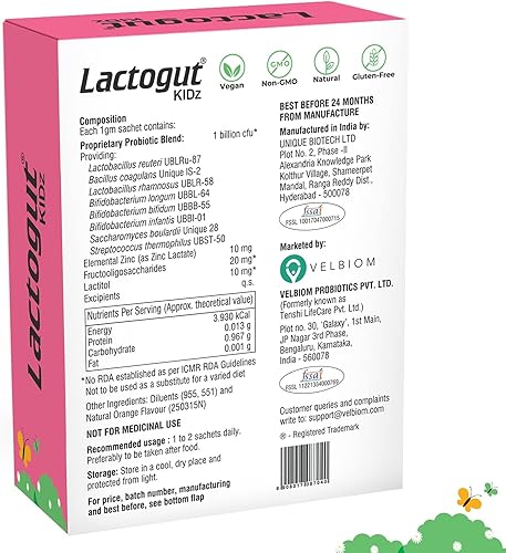 Miniatura 2 de Lactogut Kidz - Probióticos en polvo para niños, fáciles de consumir, probióticos para la salud intestinal, bienestar general e inmunidad veganos
