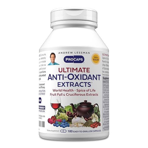 Andrew Lessman Ultimate Anti-Oxidant Extracts, 180 Capsules | Comprehensive botanical blend delivering protective polyphenols from berry, fruit, vegetable, herb and spice extracts.