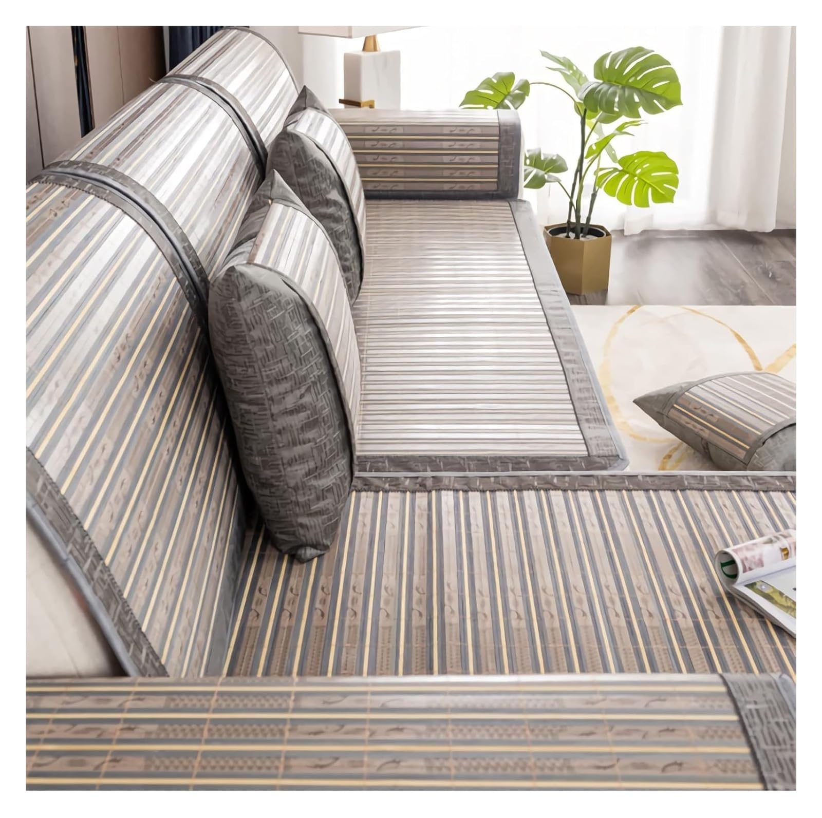 QCKNKMGG Cooling Bamboo Sofa Mat, Cooling Bamboo Sofa Mat Non Slip Multicolor 60-80x160-210cm(A,60 * 210cm)