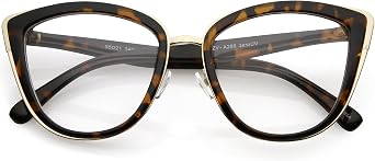 zeroUV - Oversize Rimmed Metal Frame Clear Lens Cat Eye Glasses 55mm