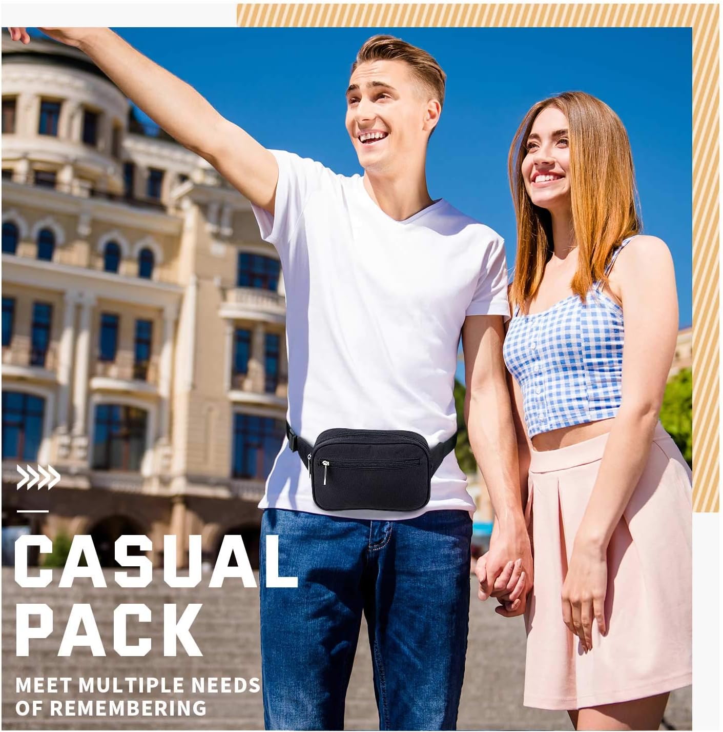  | Fanny Packs for Women Fashionable, Waist Belts Bags for Teen Girls with 4 Zipper Pockets, Lightweight Cute Bum Belt Bag Mens Fanny Pack for Disney Travel Hiking Running (Black) | Waist Packs