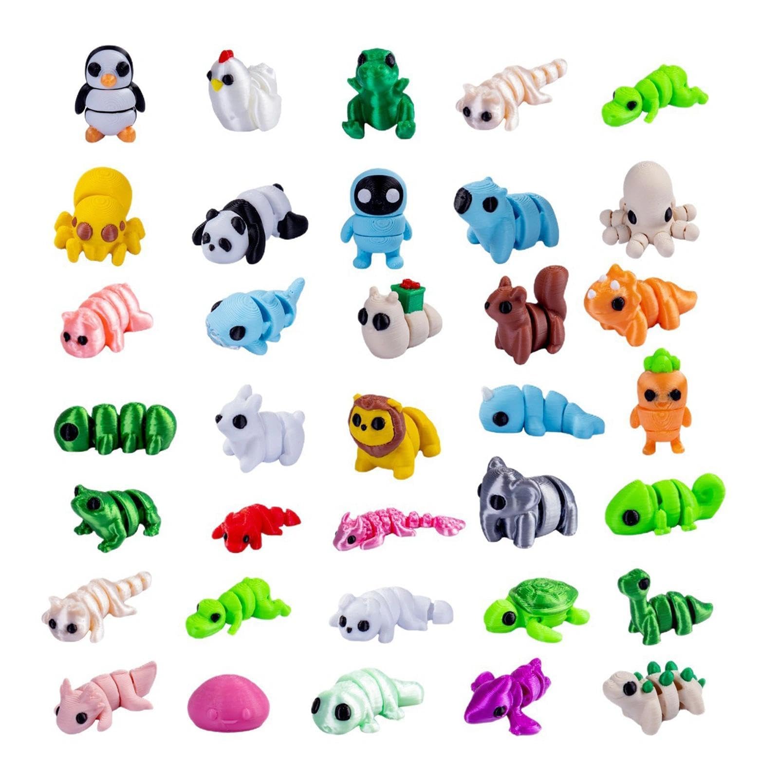Zhixan 40Pcs 3D Printed Animals Figurines