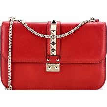 Pre-Loved Glam Lock Shoulder Bag Leather Large, Red