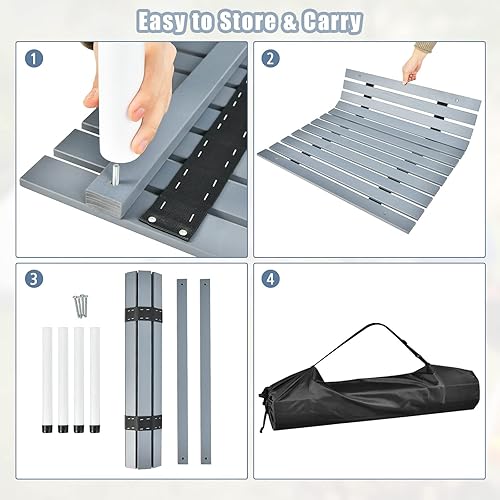 Miniatura 7 de Giantex Mesa de campamento cuadrada enrollable de 27 pulgadas, mesa de picnic plegable con bolsa de transporte, parte superior de madera de abeto
