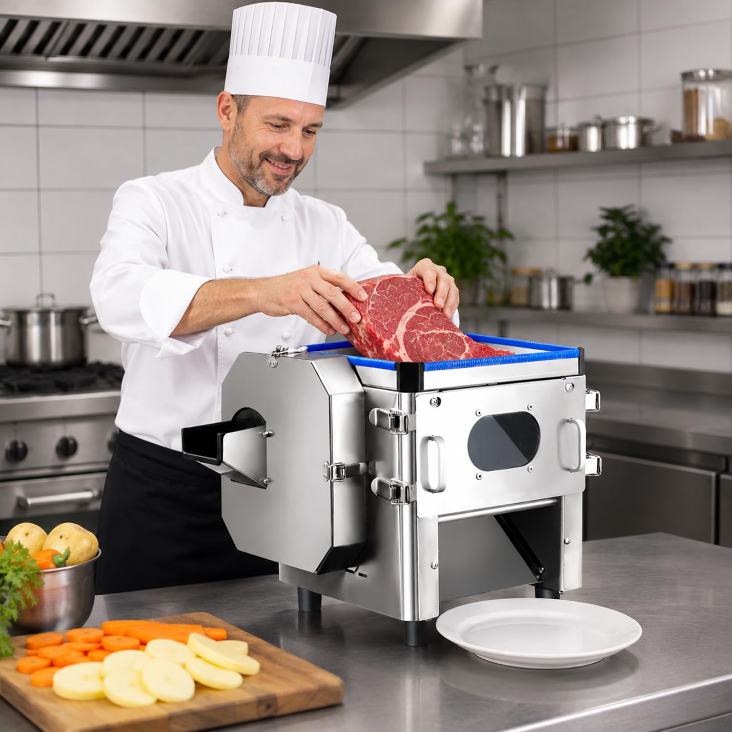 cendbirut Commercial Meat Cutter Machine, Updated Electric Meat Cutter Machine, Professional Slicer Machine for Cutting Meat ＆ Vegetable, Stainless Steel, for Restaurant & Home Kitchen,5mm