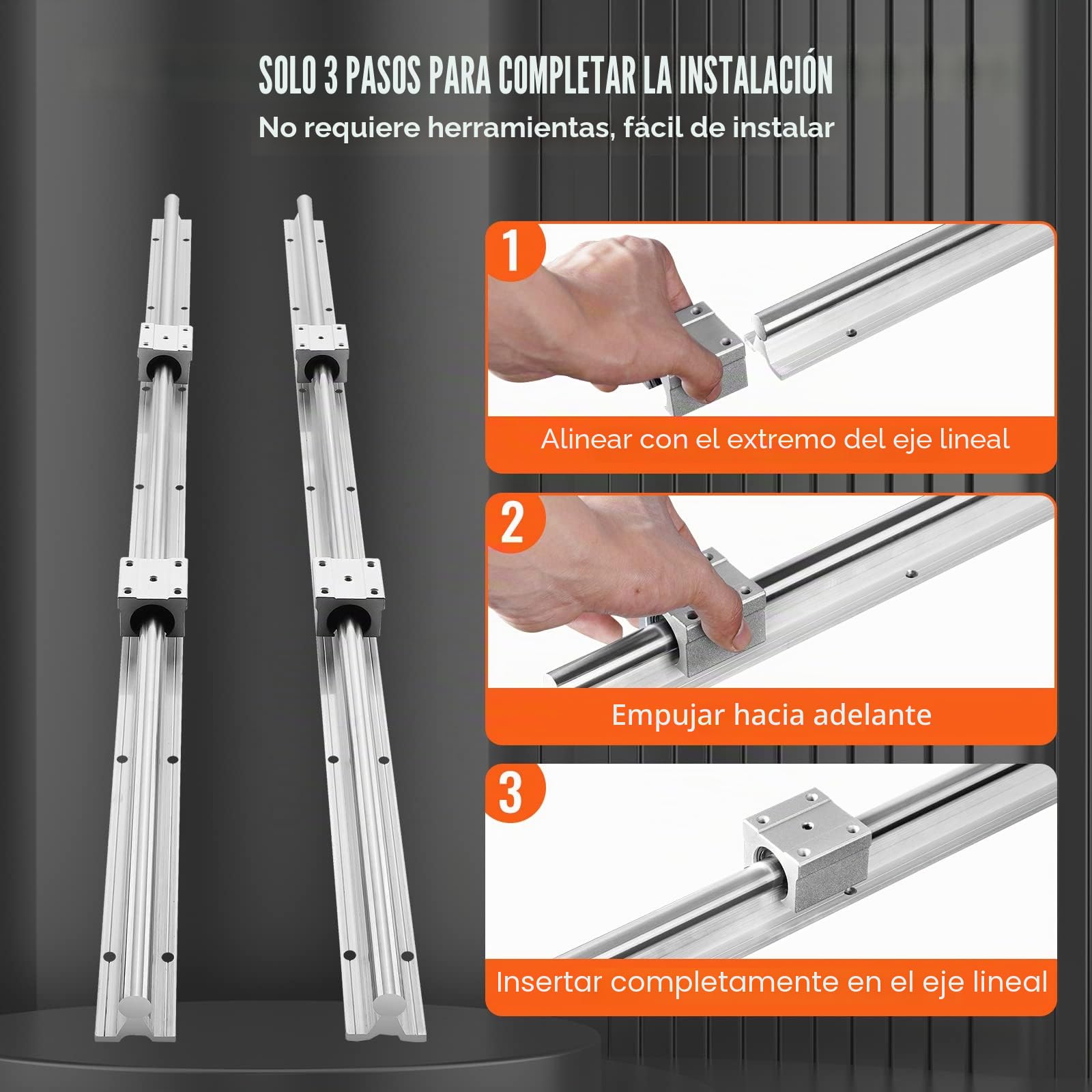 VEVOR Riel de Guía Lineal SBR20 1000 mm 2PCS Rieles 4PCS Bloques SBR20UU Kit para Máquinas CNC Tornos