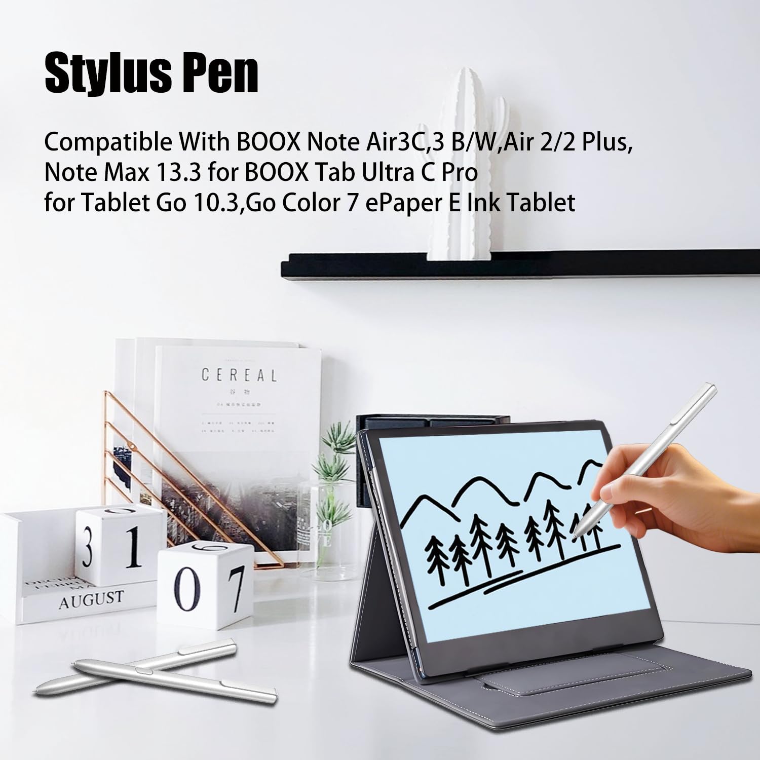 Penna stilo compatibile con BOOX Note Air3C, 3 B/W, Air 2/2 Plus, Note Max 13.3 per BOOX Tab Ultra C Pro per Tablet Go 10.3, Go Color 7 ePaper E Ink Tablet (argento)
